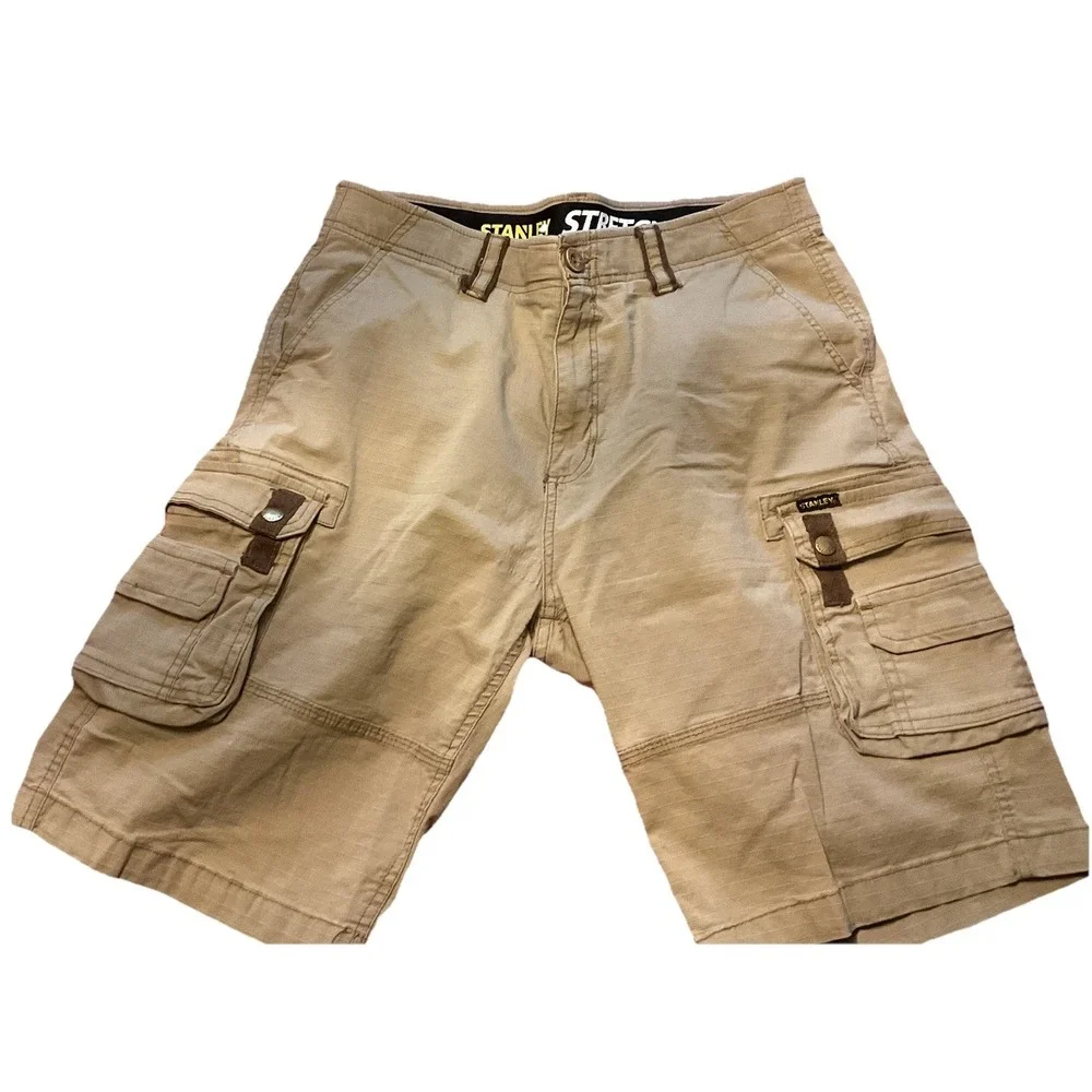 Stanley Men's Sz: 32 Workwear Stretch Tan Brown Khaki Safari‎ Cargo Shorts